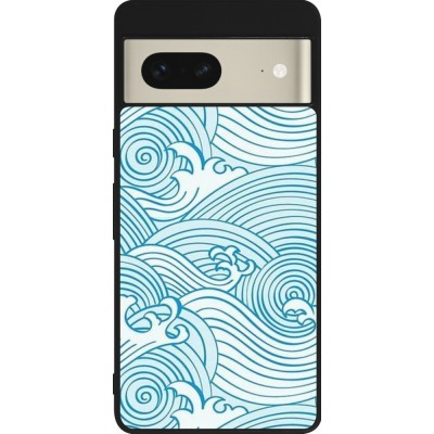 Coque Google Pixel 7 - Silicone rigide noir Ocean Waves