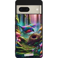 Coque Google Pixel 7 - Silicone rigide noir Oiseau Nid Forêt