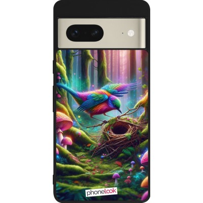 Coque Google Pixel 7 - Silicone rigide noir Oiseau Nid Forêt