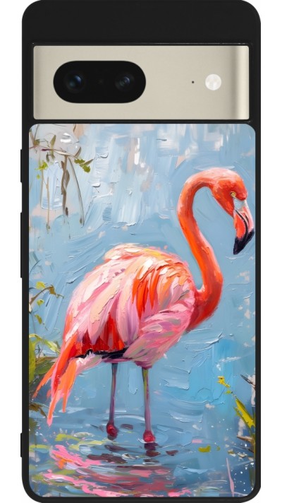 Coque Google Pixel 7 - Silicone rigide noir Paint Flamingo