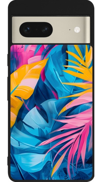 Coque Google Pixel 7 - Silicone rigide noir Palms Blue