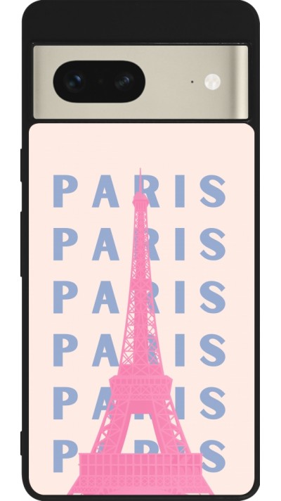 Coque Google Pixel 7 - Silicone rigide noir Paris Pink Print