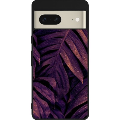 Coque Google Pixel 7 - Silicone rigide noir Purple Light Leaves