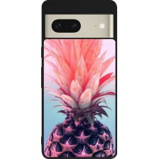 Coque Google Pixel 7 - Silicone rigide noir Purple Pink Pineapple