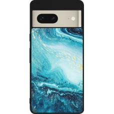 Coque Google Pixel 7 - Silicone rigide noir Sea Foam Blue