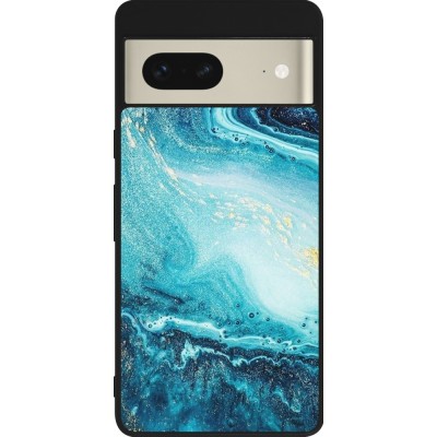 Coque Google Pixel 7 - Silicone rigide noir Sea Foam Blue