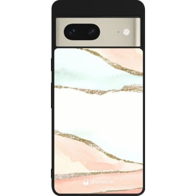 Coque Google Pixel 7 - Silicone rigide noir Shimmering Orange