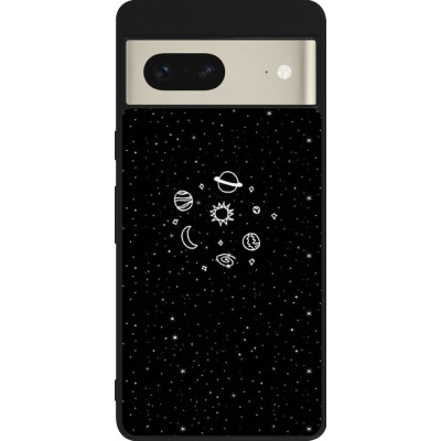 Coque Google Pixel 7 - Silicone rigide noir Space Doodle