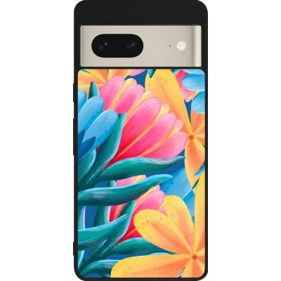 Coque Google Pixel 7 - Silicone rigide noir Spring 23 colorful flowers