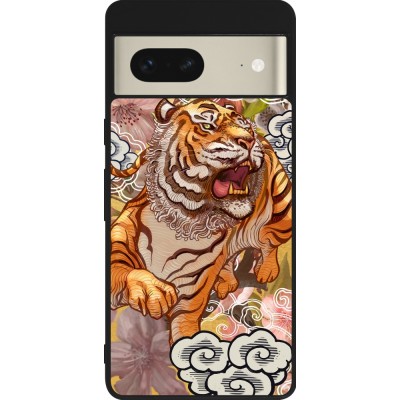 Coque Google Pixel 7 - Silicone rigide noir Spring 23 japanese tiger