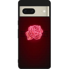 Coque Google Pixel 7 - Silicone rigide noir Spring 23 neon rose