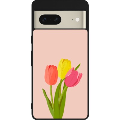 Coque Google Pixel 7 - Silicone rigide noir Spring 23 tulip trio