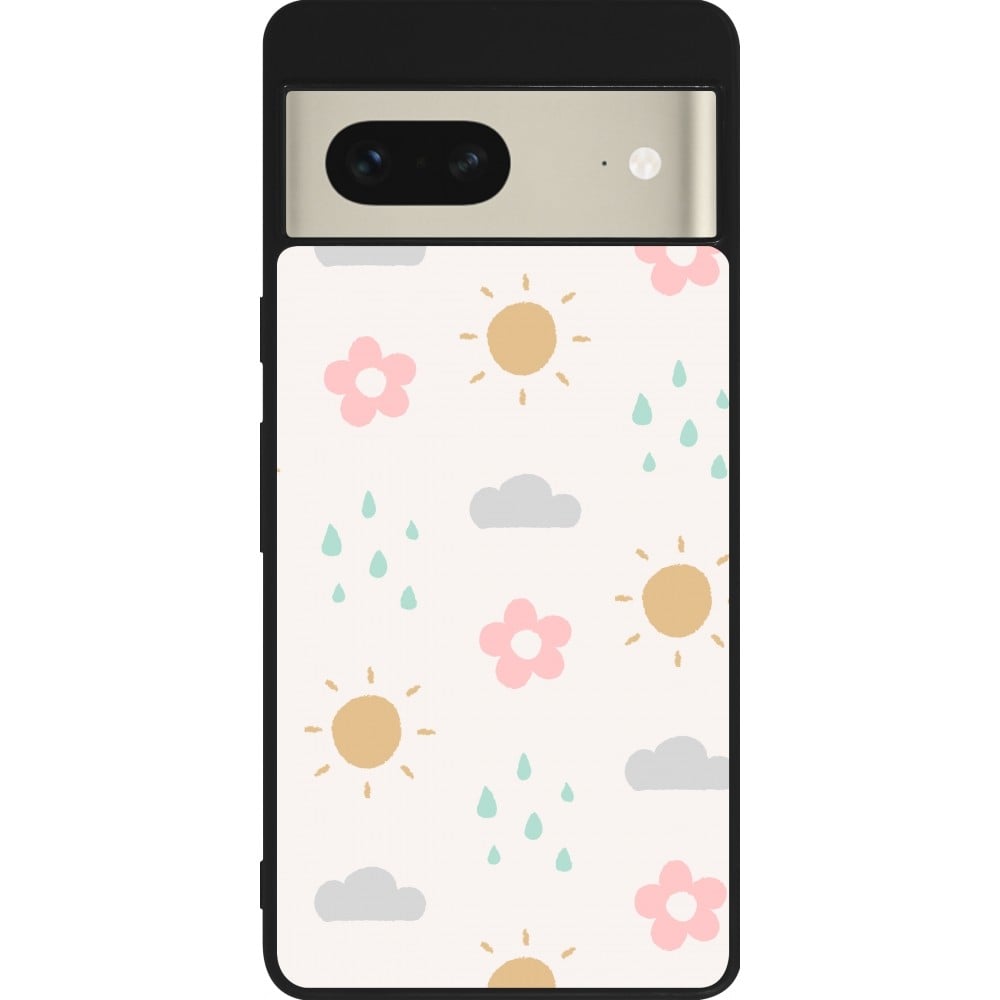 Coque Google Pixel 7 - Silicone rigide noir Spring 23 weather