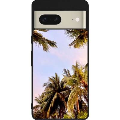 Coque Google Pixel 7 - Silicone rigide noir Summer 2023 palm tree vibe