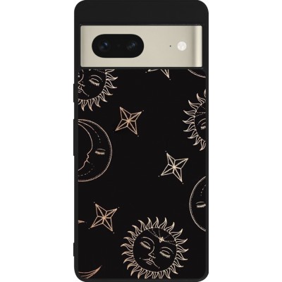 Coque Google Pixel 7 - Silicone rigide noir Suns and Moons