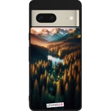 Coque Google Pixel 7 - Silicone rigide noir Sunset Forest Lake