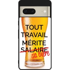 Coque Google Pixel 7 - Silicone rigide noir Tout travail mérite sa bière