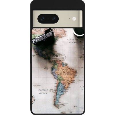 Coque Google Pixel 7 - Silicone rigide noir Travel 01