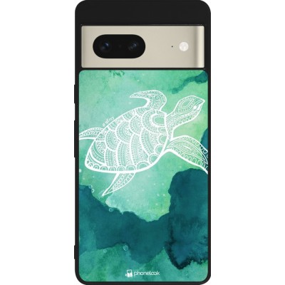 Coque Google Pixel 7 - Silicone rigide noir Turtle Aztec Watercolor