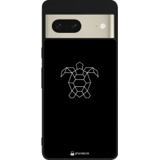 Coque Google Pixel 7 - Silicone rigide noir Turtles lines on black