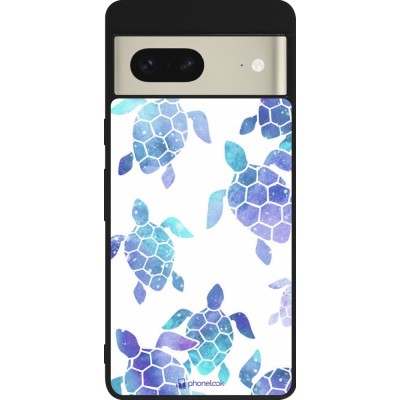 Coque Google Pixel 7 - Silicone rigide noir Turtles pattern watercolor