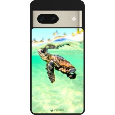 Coque Google Pixel 7 - Silicone rigide noir Turtle Underwater