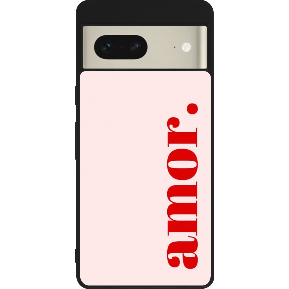 Coque Google Pixel 7 - Silicone rigide noir Valentine 2024 amor