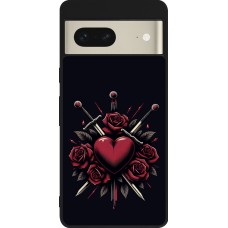 Coque Google Pixel 7 - Silicone rigide noir Valentine 2024 gothic love