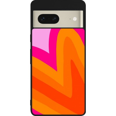 Coque Google Pixel 7 - Silicone rigide noir Valentine 2024 heart gradient