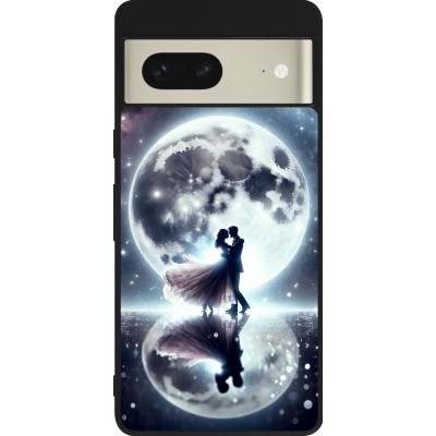 Coque Google Pixel 7 - Silicone rigide noir Valentine 2024 Love under the moon