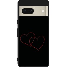 Coque Google Pixel 7 - Silicone rigide noir Valentine 2023 attached heart