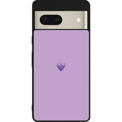 Coque Google Pixel 7 - Silicone rigide noir Valentine 2023 purpule single heart