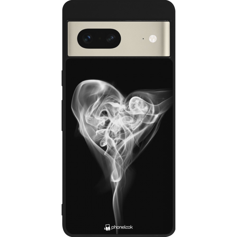 Coque Google Pixel 7 - Silicone rigide noir Valentine 2022 Black Smoke