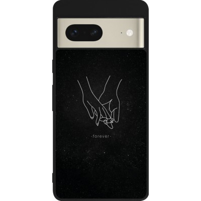 Coque Google Pixel 7 - Silicone rigide noir Valentine 2023 hands forever