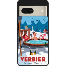 Coque Google Pixel 7 - Silicone rigide noir Verbier Mountain Jacuzzi