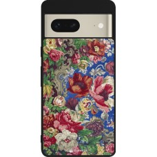 Coque Google Pixel 7 - Silicone rigide noir Vintage Art Flowers