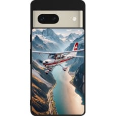 Coque Google Pixel 7 - Silicone rigide noir Vol Alpin Suisse