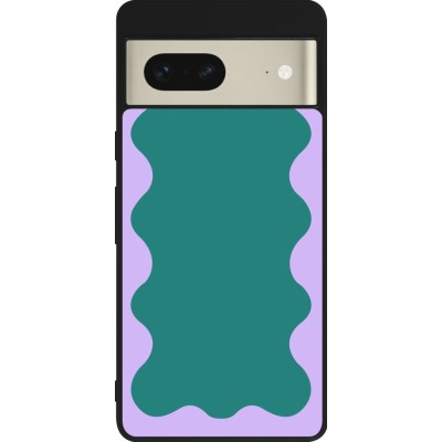 Coque Google Pixel 7 - Silicone rigide noir Wavy Rectangle Green Purple