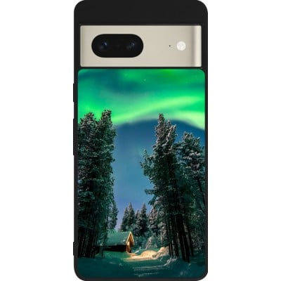 Coque Google Pixel 7 - Silicone rigide noir Winter 22 Northern Lights