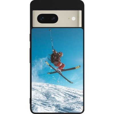 Coque Google Pixel 7 - Silicone rigide noir Winter 22 Ski Jump