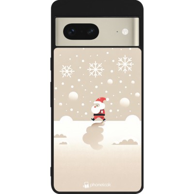 Coque Google Pixel 7 - Silicone rigide noir Noël 2023 Minimalist Santa