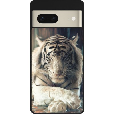 Coque Google Pixel 7 - Silicone rigide noir Zen Tiger