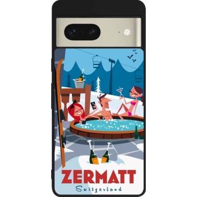 Coque Google Pixel 7 - Silicone rigide noir Zermatt Mountain Jacuzzi