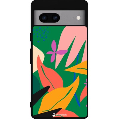 Coque Google Pixel 7a - Silicone rigide noir Abstract Jungle