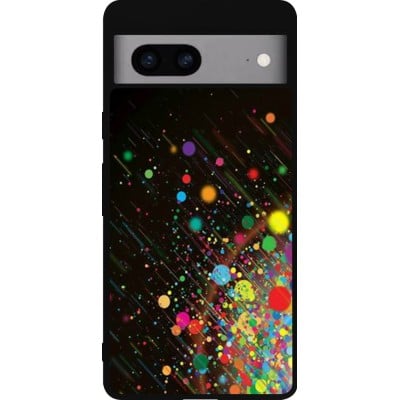 Coque Google Pixel 7a - Silicone rigide noir Abstract Bubble Lines