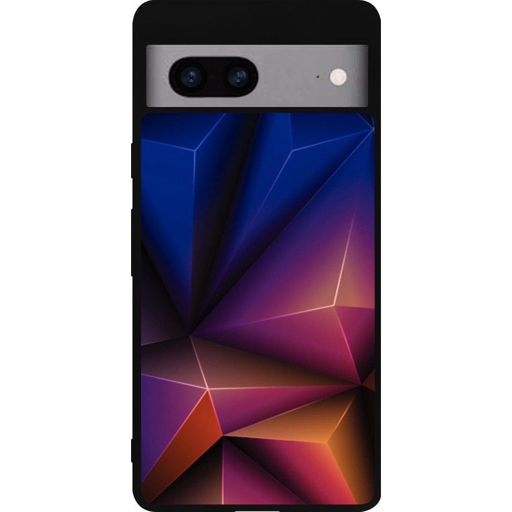 Google Pixel 7a Case Hülle - Silikon schwarz Abstract Triangles 