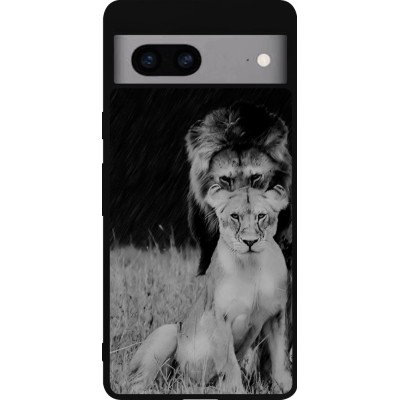 Coque Google Pixel 7a - Silicone rigide noir Angry lions