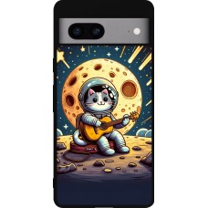 Coque Google Pixel 7a - Silicone rigide noir AstroCat RockLune