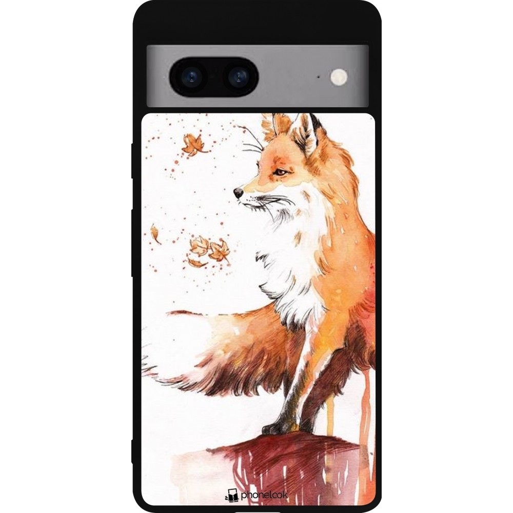 Google Pixel 7a Case Hülle - Silikon schwarz Autumn 21 Fox