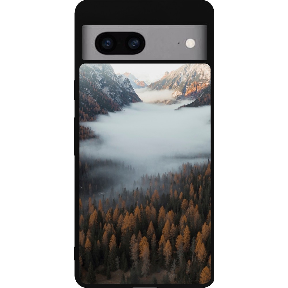 Coque Google Pixel 7a - Silicone rigide noir Autumn 22 forest lanscape